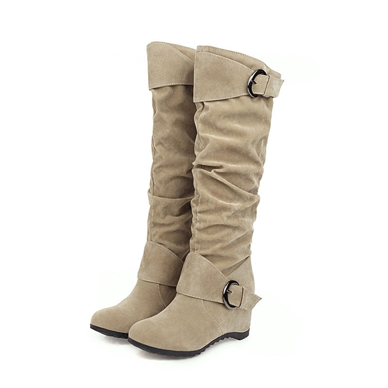 Funki Findz | Boots | Women's Mid-Calf Suede Wedge Boot