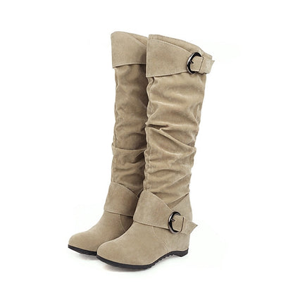 Funki Findz | Boots | Women's Mid-Calf Suede Wedge Boot