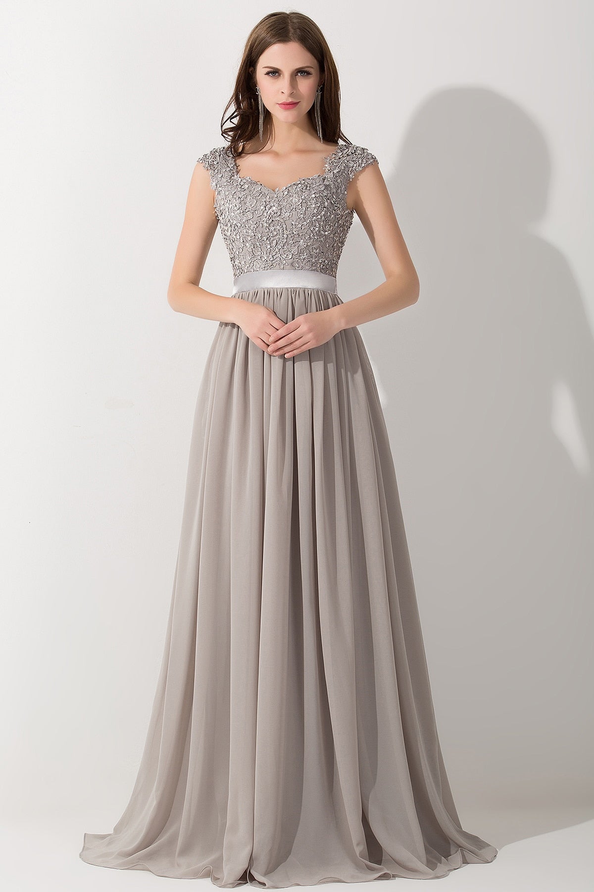 Funki Findz | Dresses | Women's Long Chiffon Satin Lace Dress