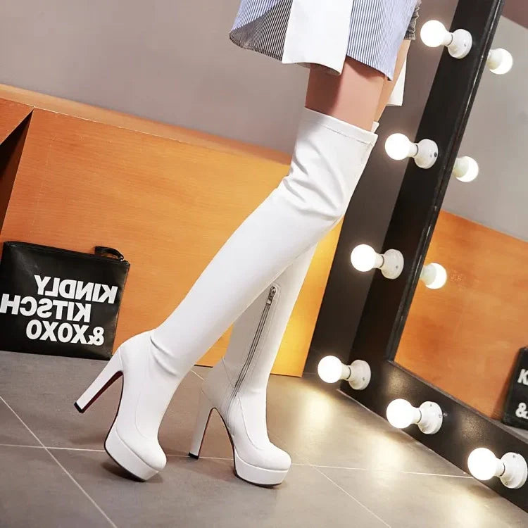 Funki Findz | Boots | Women's Thigh High Block Heel Boots