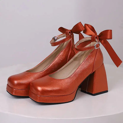 Funki Findz | Shoes | Women's Square Toe Block Heel Platforms
