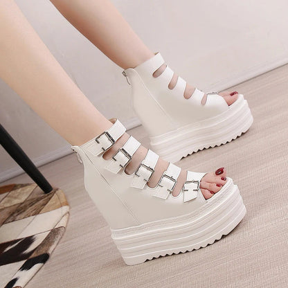 Funki Findz | Shoes | Women's Goth Buckle Strap Wedge Sandal