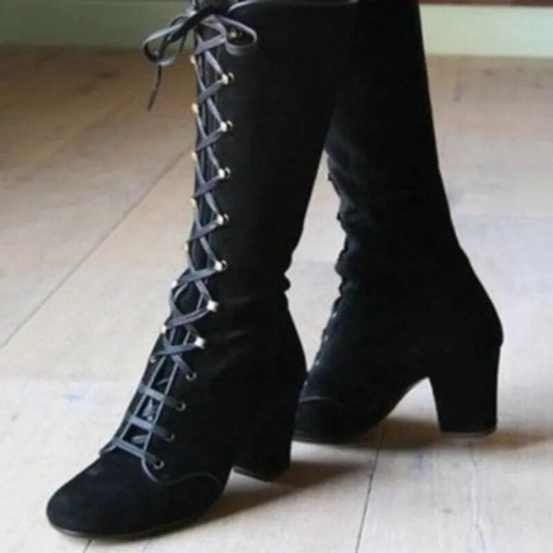 Funki Findz | Boots | Women's Steampunk Lace Up Granny Boots