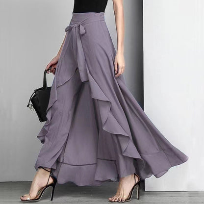 Funki Findz | Skirts | Women's Elegant Long Ruffled Skirt Pants