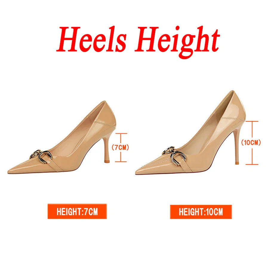 Funki Findz | Shoes | Women's Patent Leather Buckle Toe Pumps