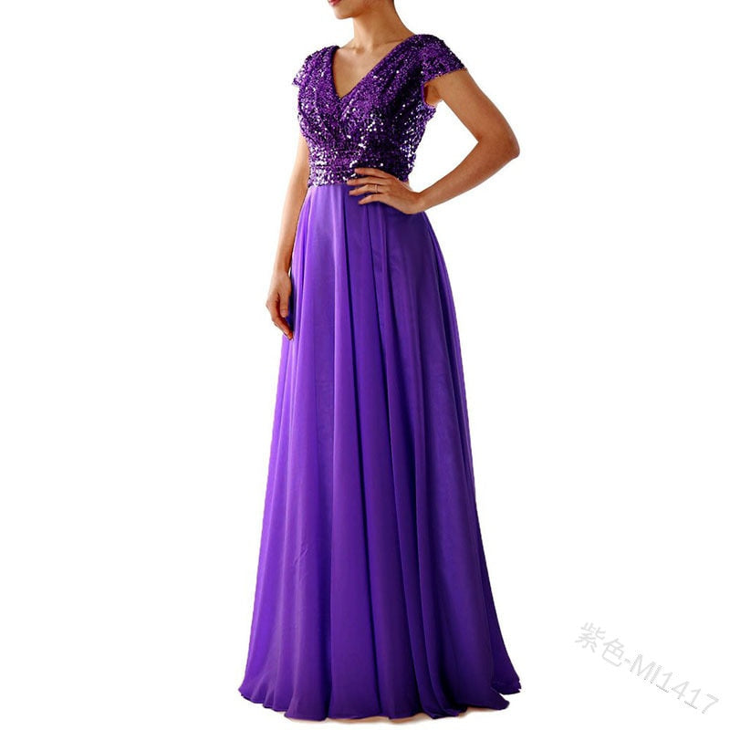Funki Findz | Dresses | Women's Sequin Chiffon Evening Dress