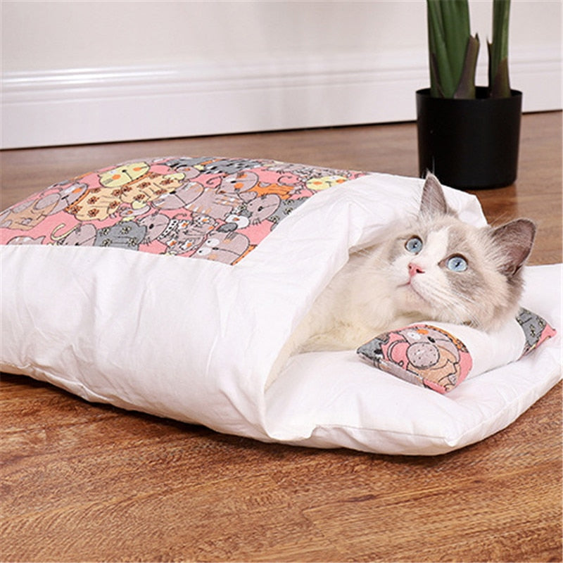 Funki Findz | Pet Beds | Cat Sleeping Bag | Japanese Patterned
