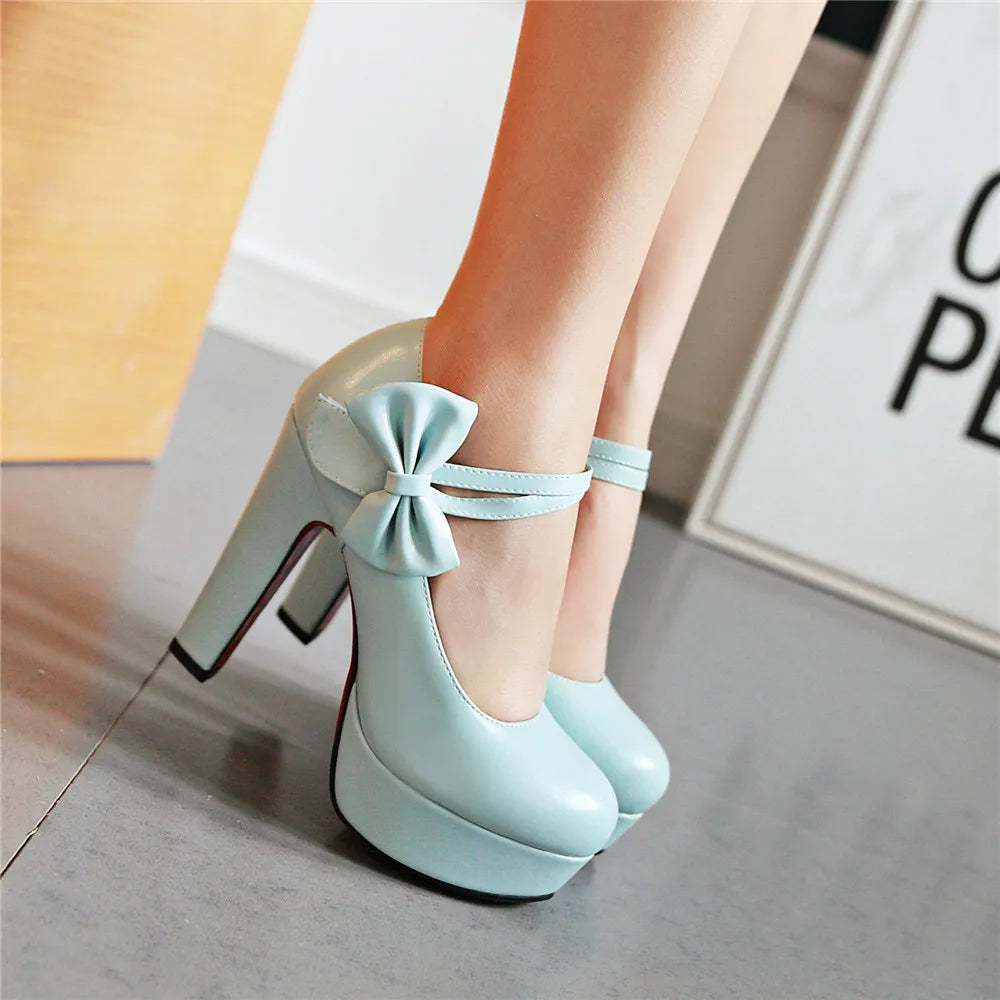 Funki Findz | Shoes | Women's Cute Ankle Bow Wedding Heels