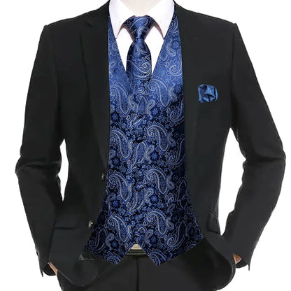 Funki Findz | Vests | Men's Formal 4 Pcs Silk Slim Waistcoat Sets
