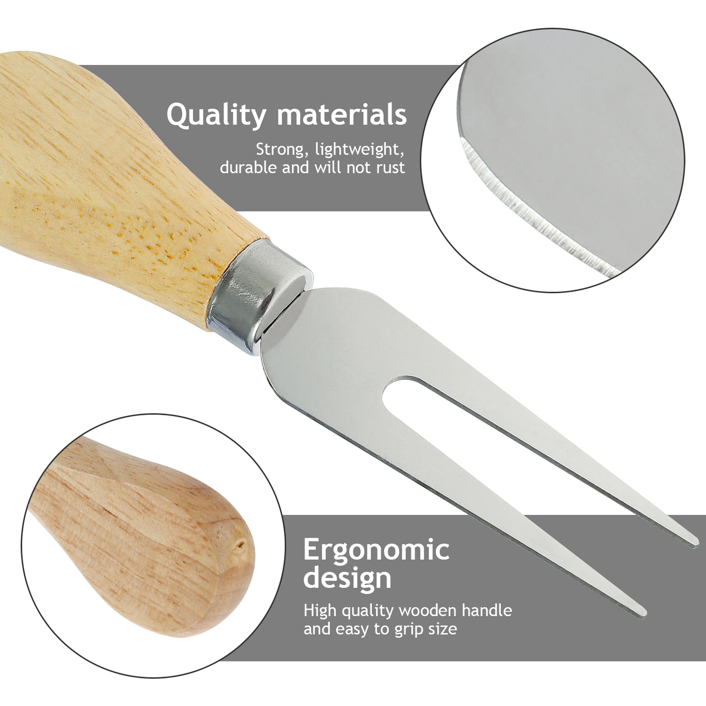 Funki Findz | Cheese Knives | Wood Handled 4 Pcs Set