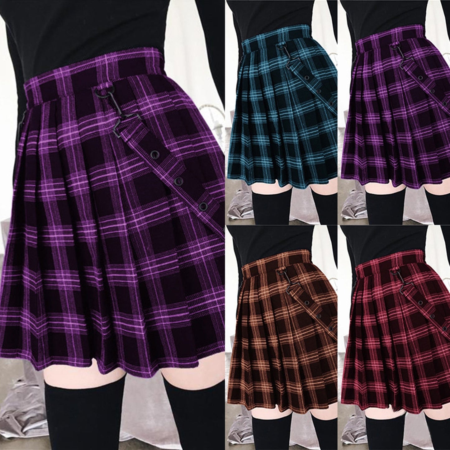 Funki Findz | Skirts | Women's Gothic Suspender Mini Skirt | Plaid