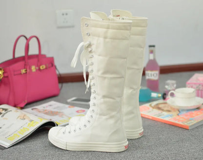 Funki Findz | Boots | Women's Canvas Knee High Lace Up Boots