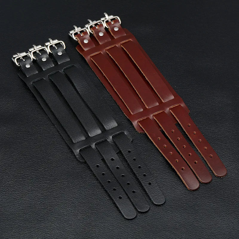 Funki Findz | Bracelets | Men's Leather 3 Tier Punk Wrist Band