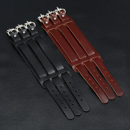 Funki Findz | Bracelets | Men's Leather 3 Tier Punk Wrist Band