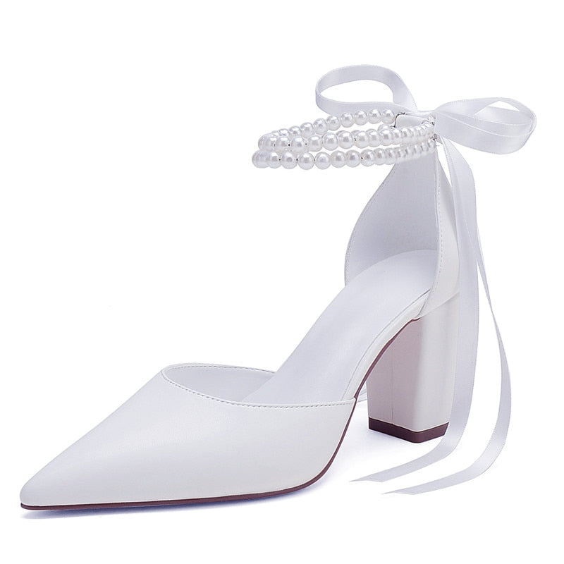 Funki Findz | Shoes | Women's Satin and Pearl Wedding Shoes