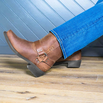 Funki Findz | Boots | Men's Vintage Tan Cowboy Biker Boots