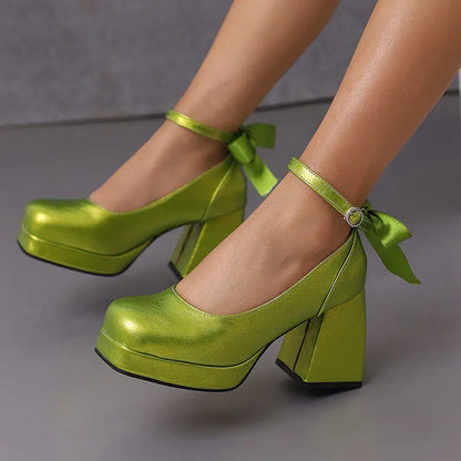 Funki Findz | Shoes | Women's Square Toe Block Heel Platforms