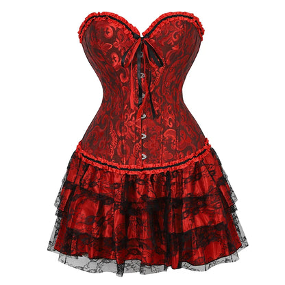 Funki Findz | Dresses | Women's Gothic Satin Lace Corset Dress