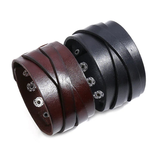Funki Findz | Bracelets | Men's Wide Genuine Leather Wristband