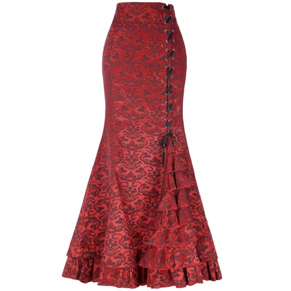 Funki Findz | Skirts | Women's Gothic Vintage Ruffled Long Skirts