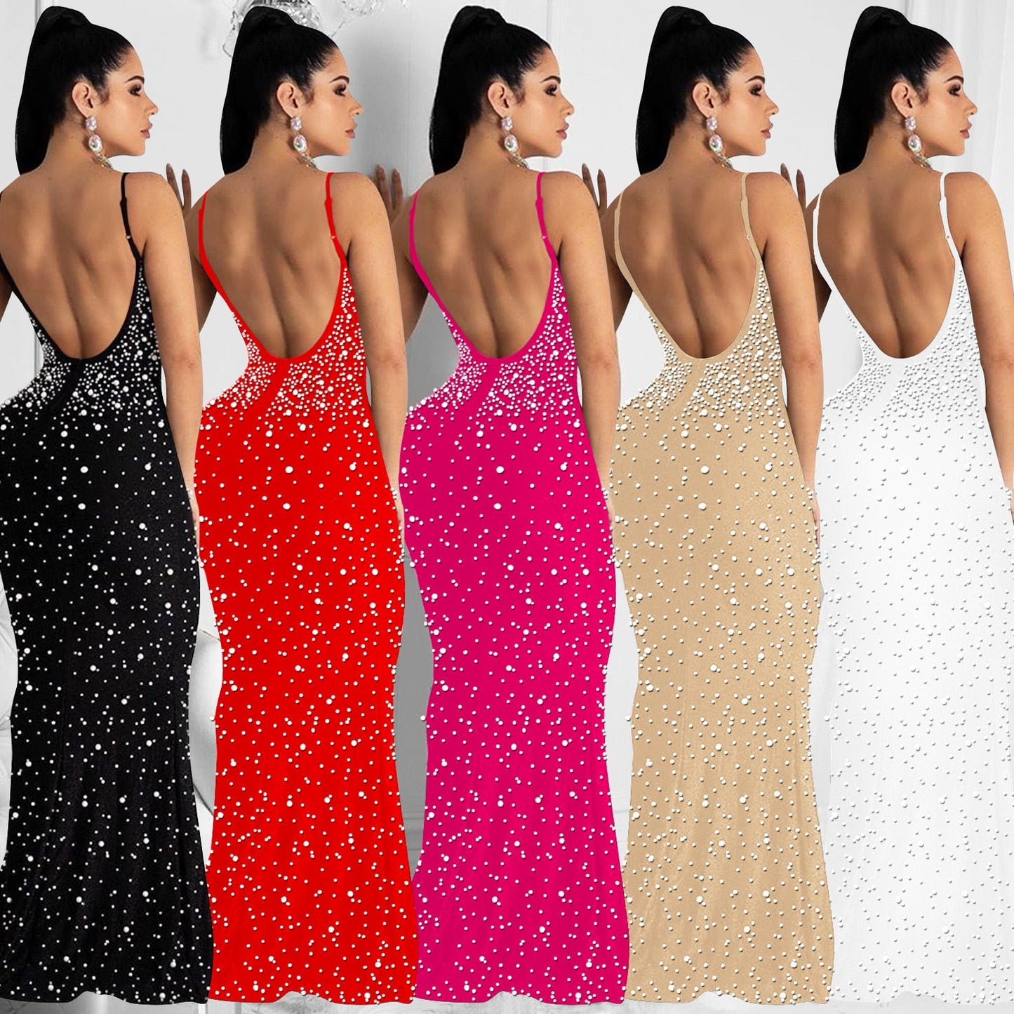 Funki Findz | Dresses | Women's Beaded Pearl Bodycon Dress