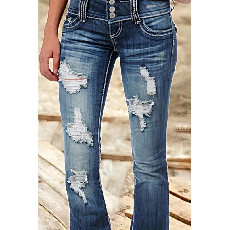 Funki Findz | Pants | Women's Ripped Low Rise Bootcut Jeans