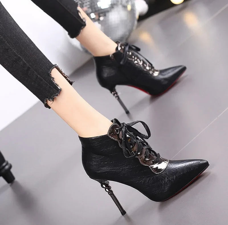 Funki Findz | Boots | Women's High Heeled Lace-up Ankle Boots