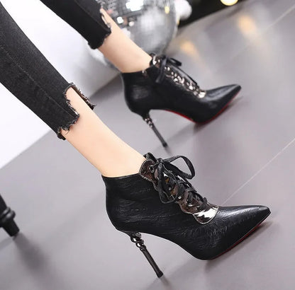 Funki Findz | Boots | Women's High Heeled Lace-up Ankle Boots