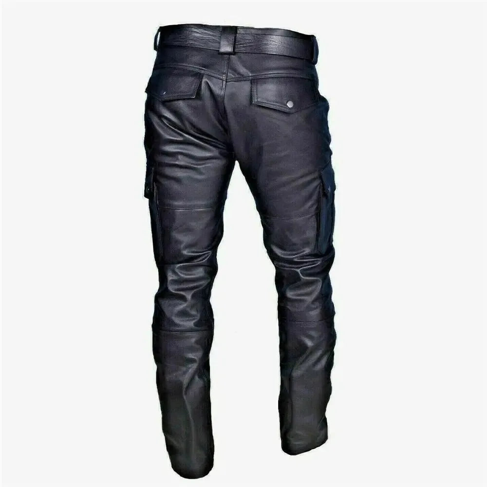 Funki Findz | Pants | Men's PU Leather Motorcycle Cargo Pants