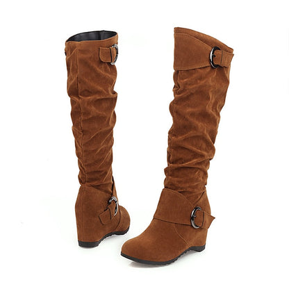 Funki Findz | Boots | Women's Mid-Calf Suede Wedge Boot