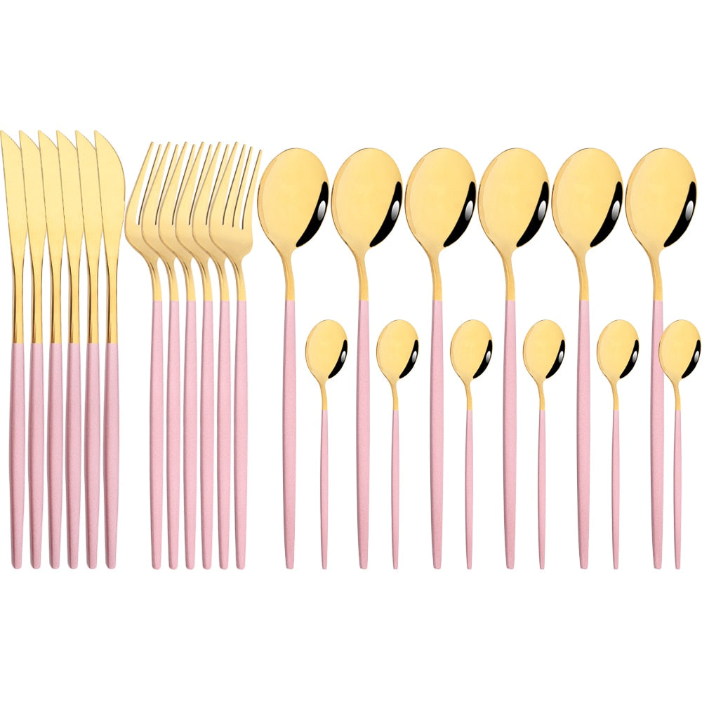 Funki Findz | Cutlery Sets | Gold Stainless Steel Mirror Polish 24 Set