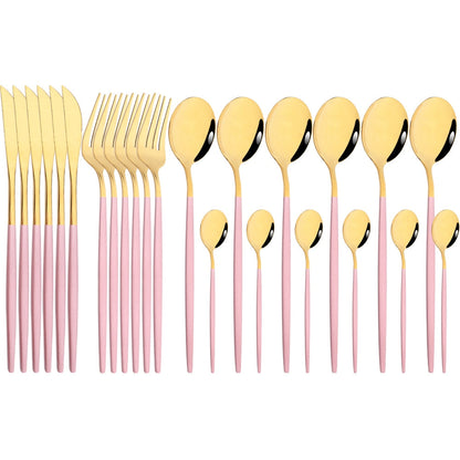 Funki Findz | Cutlery Sets | Gold Stainless Steel Mirror Polish 24 Set