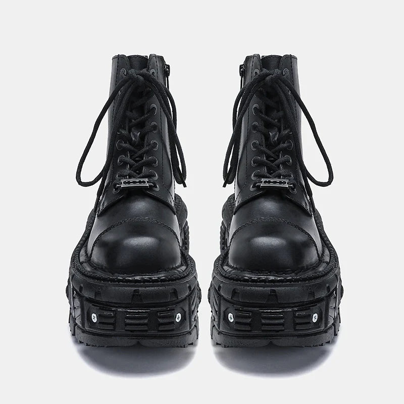 Funki Findz | Boots | Women's Leather Dark Punk Lace Up Boot