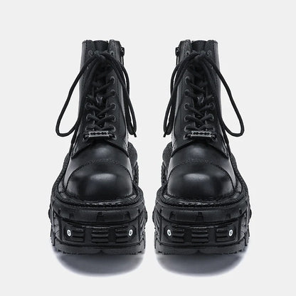 Funki Findz | Boots | Women's Leather Dark Punk Lace Up Boot