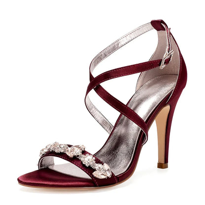 Funki Findz | Shoes | Women's Luxury Satin Crystal Bridal Sandals