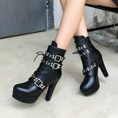 Funki Findz | Boots | Women's Buckle Strap Platform Ankle Boots