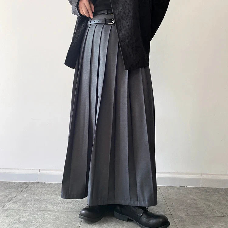 Funki Findz | Skirts | Men's Japanese High Waist Long Pleat Skirt