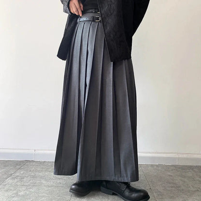 Funki Findz | Skirts | Men's Japanese High Waist Long Pleat Skirt