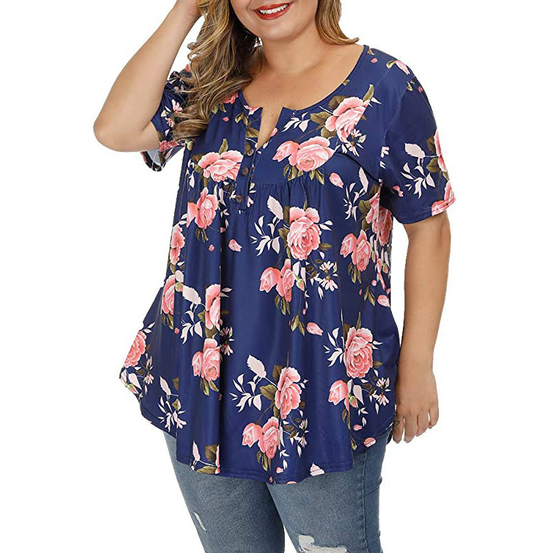 Funki Findz | Shirts | Women's Plus Floral Print Loose Fit Shirts