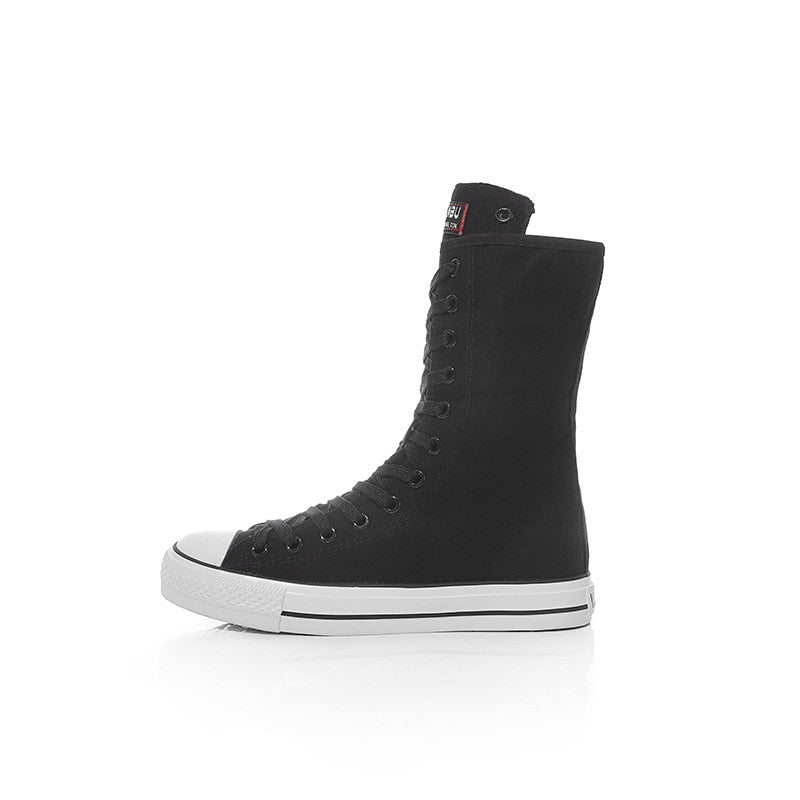 Funki Findz | Boots | Women's Calf-High Flat Canvas Sneakers