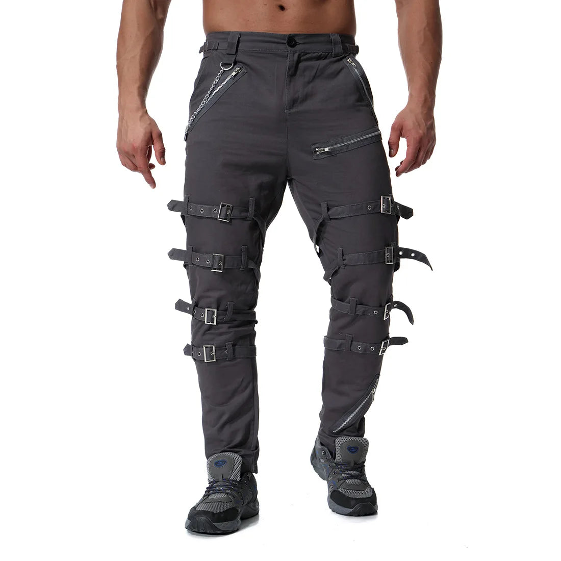 Funki Findz | Pants | Men's Gothic Punk Buckle Strap Zip Pants