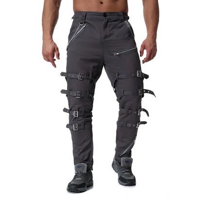 Funki Findz | Pants | Men's Gothic Punk Buckle Strap Zip Pants