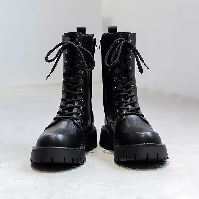 Funki Findz | Boots | Men's Lace Up Mid-Calf Biker Boots
