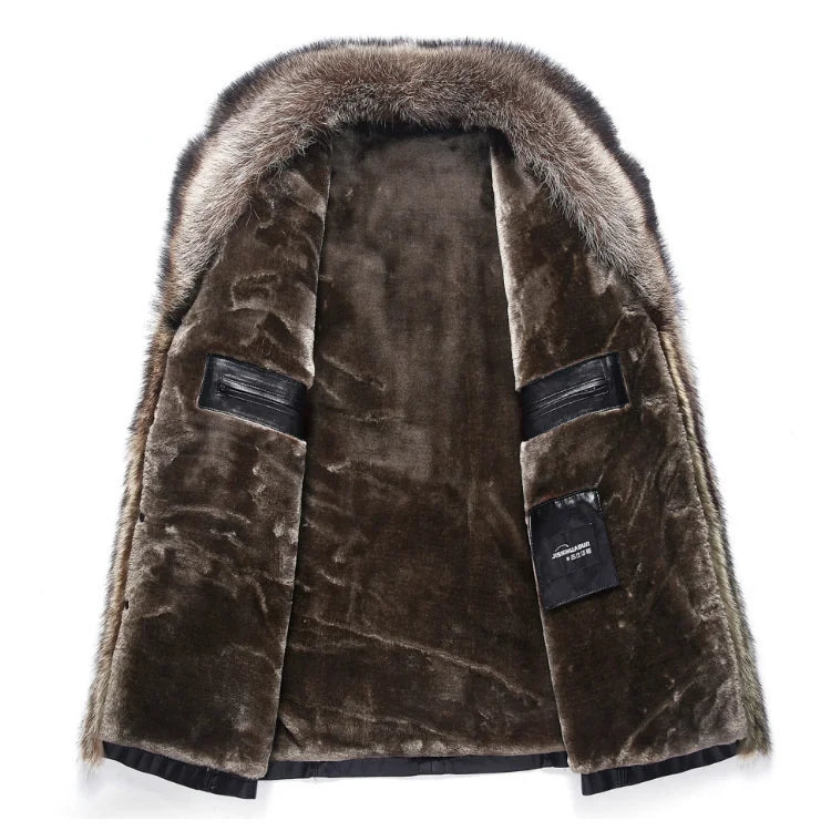 Funki Findz | Jackets | Men's Real Leather Warm Fur Collar Coat