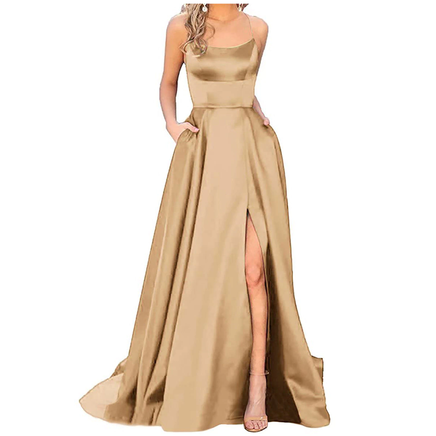 Funki Findz | Dresses | Women's Elegant Long Satin Prom Dress