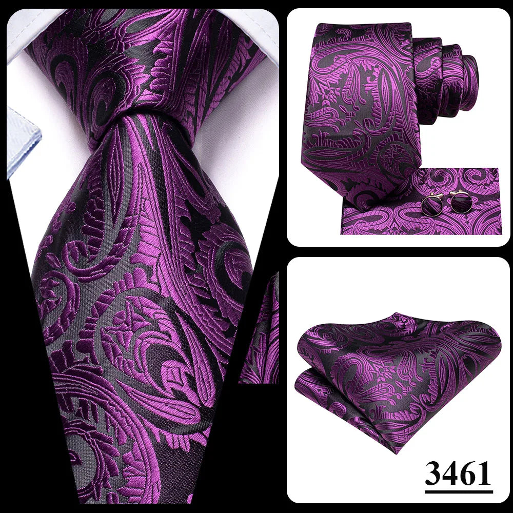 Funki Findz | Neckties | Men's Purple Silk Wedding 3Pcs Tie Set