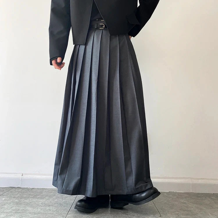 Funki Findz | Skirts | Men's Japanese High Waist Long Pleat Skirt