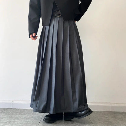 Funki Findz | Skirts | Men's Japanese High Waist Long Pleat Skirt