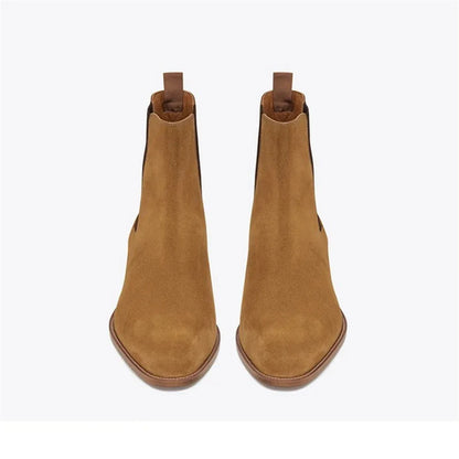 Funki Findz | Boots | Men's Suede Block Heeled Chelsea Boots