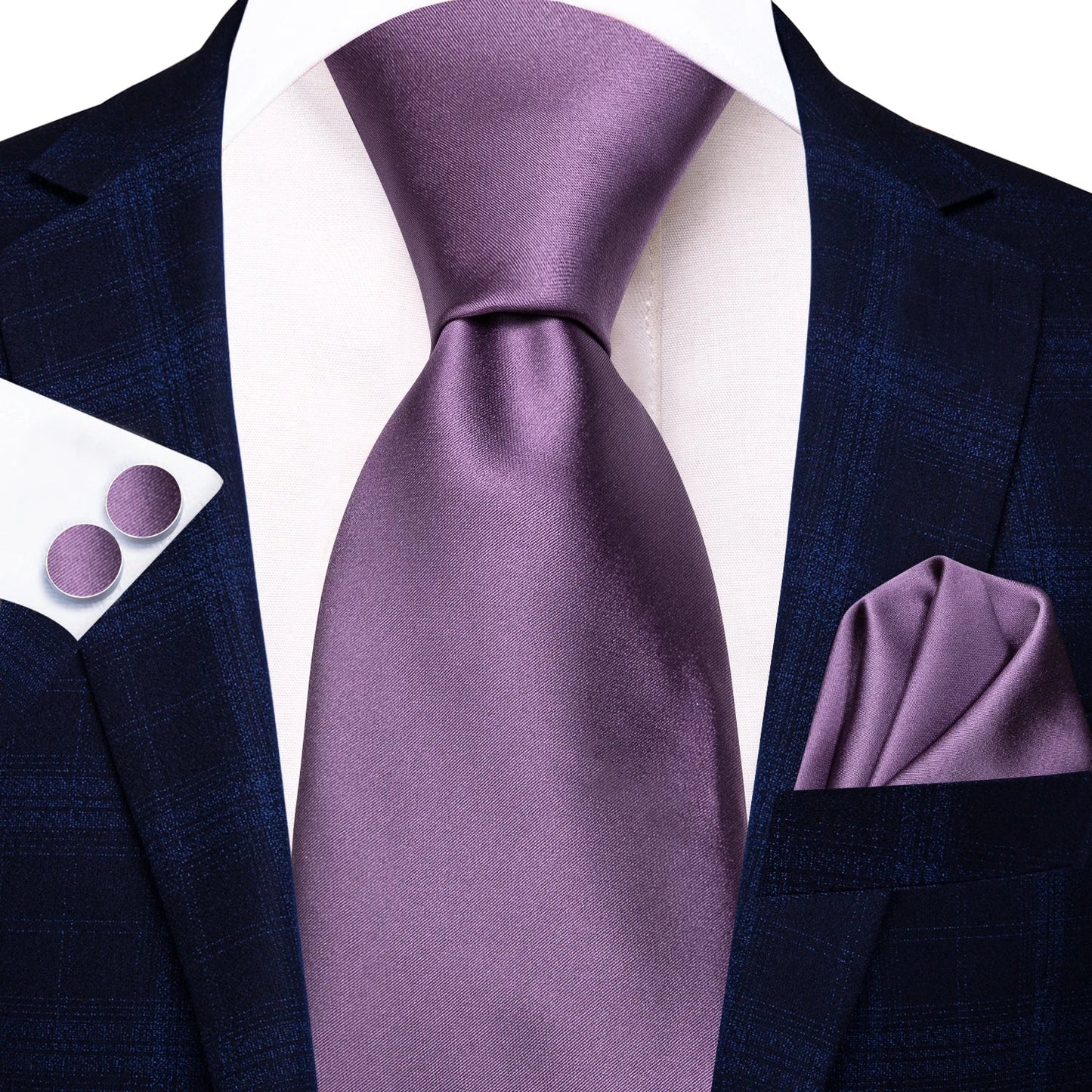 Funki Findz | Neckties | Men's Purple Silk Wedding 3Pcs Tie Set